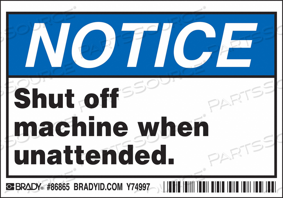 OEM#: 86865ЭТИКЕТКА МАШИНЫ/ОБОРУДОВАНИЯ 3-1/2INHX5INW PK5 от Brady Americas