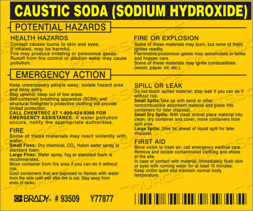 OEM#: 93509ХИМИЧЕСКАЯ ЭТИКЕТКА 3-3/4INHX4-1/2INW PK25 от Brady Americas