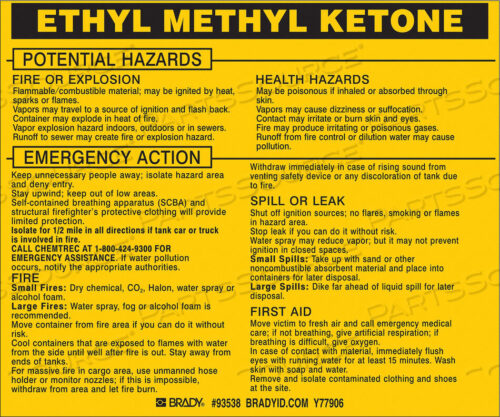 OEM#: 93538ХИМИЧЕСКАЯ ЭТИКЕТКА 3-3/4INHX4-1/2INW PK25 от Brady Americas