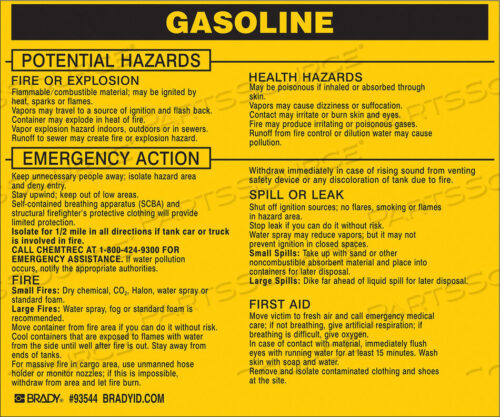 OEM#: 93544ХИМИЧЕСКАЯ ЭТИКЕТКА 3-3/4INHX4-1/2INW PK25 от Brady Americas