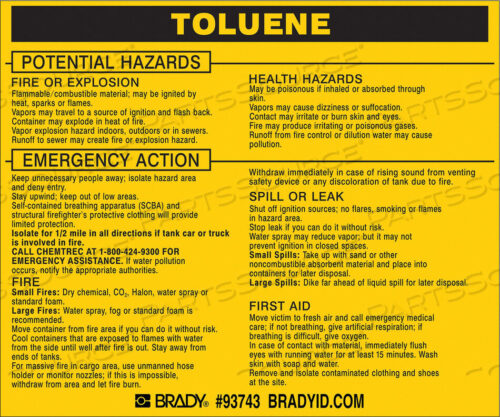 OEM#: 93743ХИМИЧЕСКАЯ ЭТИКЕТКА 3-3/4INHX4-1/2INW PK25 от Brady Americas