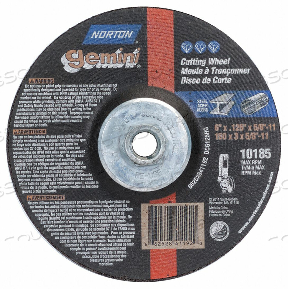 OEM#: 66252841192ДИСК С УГЛУБЛЕННЫМ ЦЕНТРОМ 10185 ОБ/МИН от Norton | Saint-Gobain Abrasives