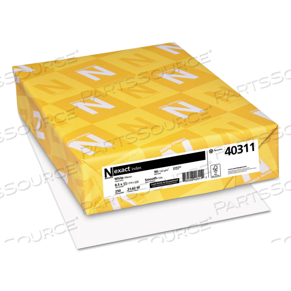 OEM#: 40311EXACT INDEX CARD STOCK, 94 BRIGHT, 90 LB INDEX WEIGHT, 8.5 X 11, БЕЛЫЙ, 250/УПАК от Neenah