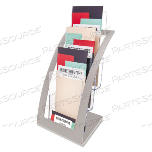 OEM#: 6936453-TIER LITERATURE HOLDER, LEAFLET SIZE, 6.75W X 6.94D X 13.31H, SILVER by Deflecto