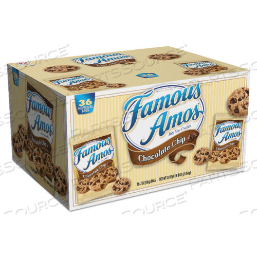 FAMOUS AMOS COOKIES, ШОКОЛАДНАЯ КРОШКА, УПАКОВКА ДЛЯ ЗАКУСОК 2 УНЦИИ, 36 ШТУК В КОРОБКЕ