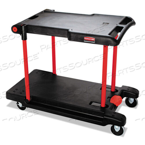 OEM#: FG430000BLAТРАНСФОРМИРУЕМАЯ УТИЛИТАЦИОННАЯ ТЕЛЕЖКА, ПЛАСТИКОВАЯ, 2 ПОЛКИ, ВМЕСТИМОСТЬ 400 ФУНТОВ, 23,88 X 45,13 X 34,38, ЧЕРНАЯ от Rubbermaid Medical Division