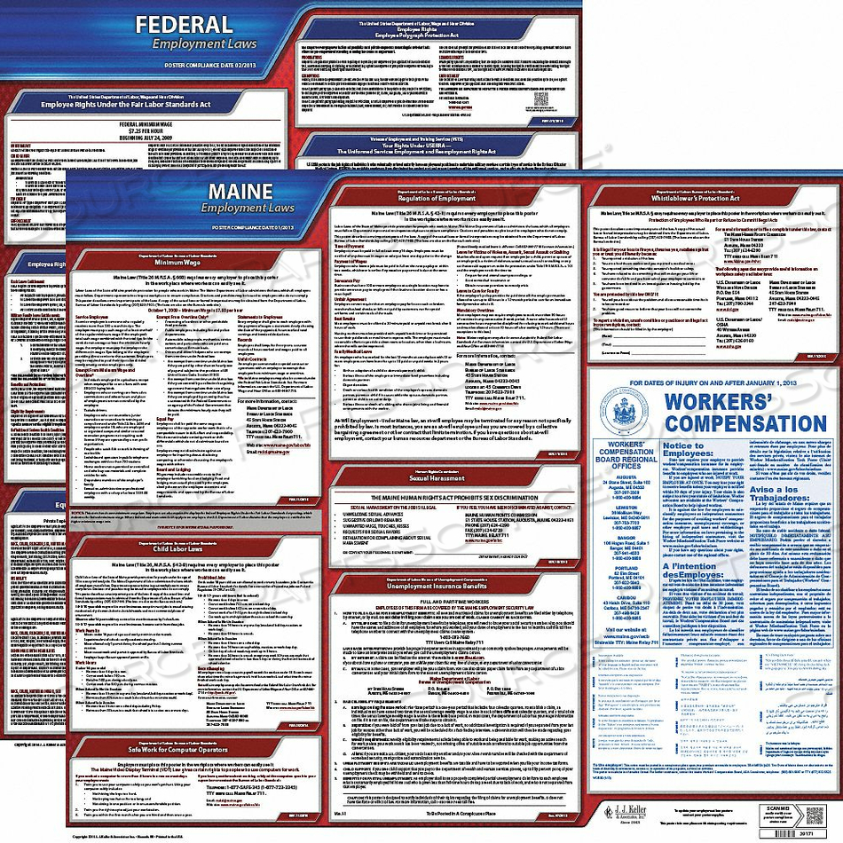 OEM#: 100-ME-1LABORLAW POSTER FED/STA ME ENG 20INH 1YR by J.J. Keller & Associates
