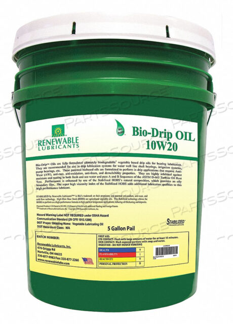 OEM#: 84014DRIP OIL SYNTHETIC BASE 5 GAL. от Renewable Lubricants