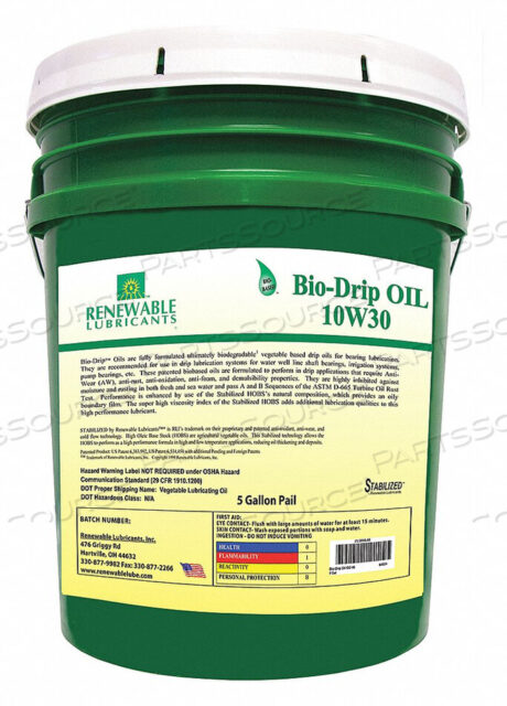 OEM#: 84024DRIP OIL SYNTHETIC BASE 5 GAL. от Renewable Lubricants