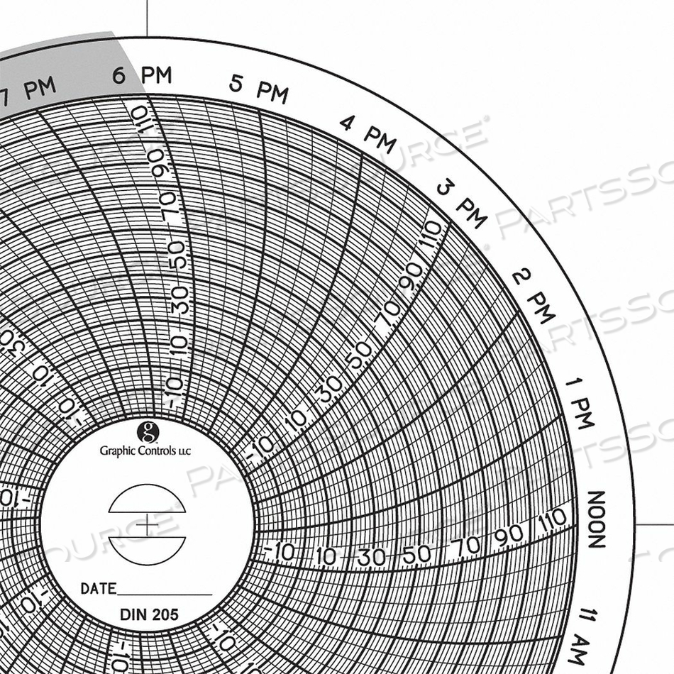 OEM#: CHART 205 КРУГЛАЯ БУМАЖНАЯ ДИАГРАММА 1 ДЕНЬ PK60 от Graphic Controls, LLC