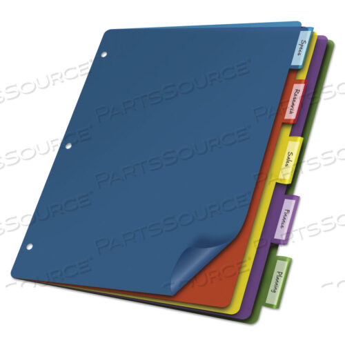 OEM#: 84018POLY INDEX DIVIDERS, 5-TAB, 11 X 8.5, АССОРТИМЕНТ, 4 НАБОРА от Cardinal