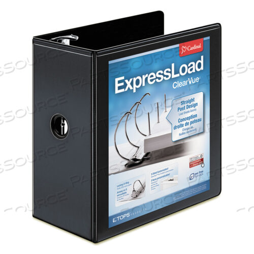 EXPRESSLOAD CLEARVUE LOCKING D-RING BINDER, 3 RINGS, 5 CAPACITY, 11 X 8.5, BLACK