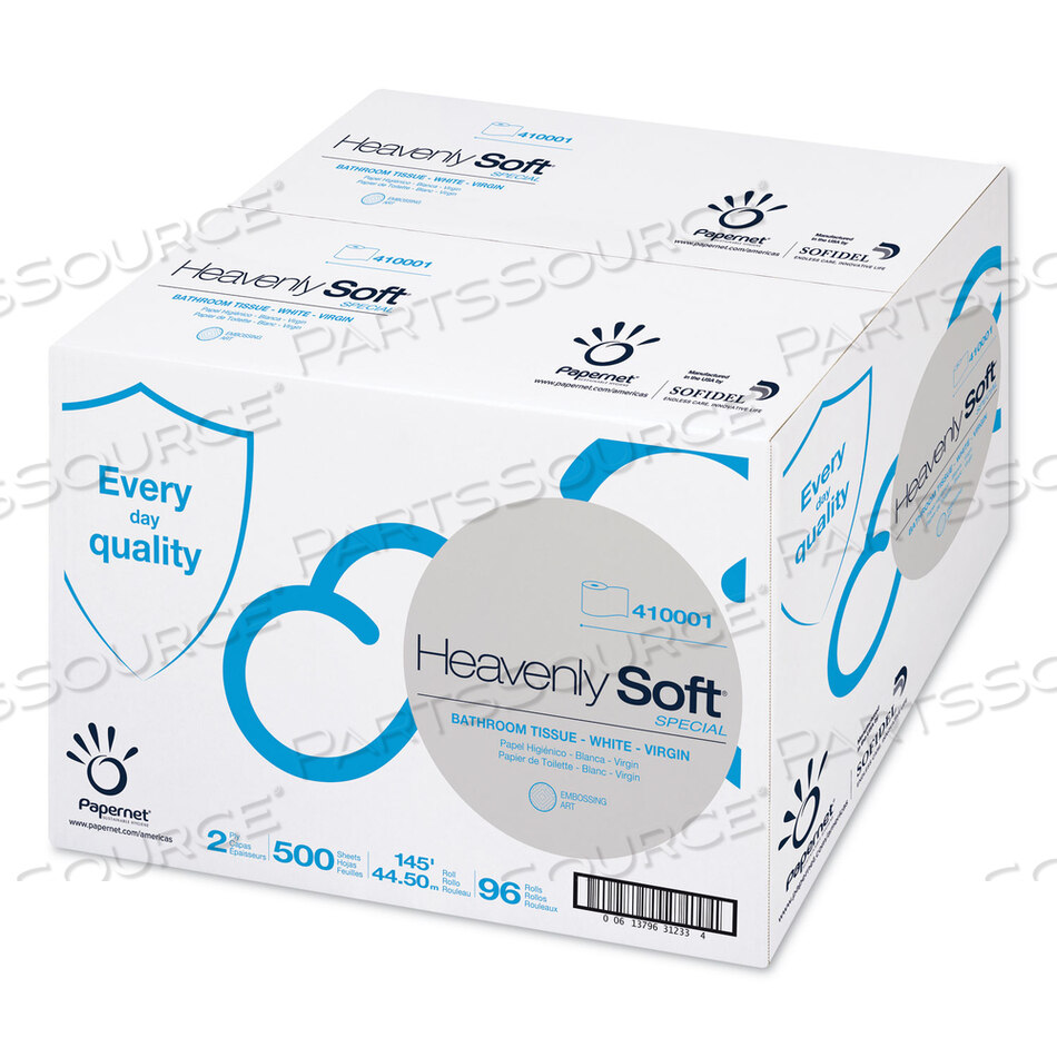 OEM#: 410001ТУАЛЕТНАЯ БУМАГА HEAVENLY SOFT, БЕЗОПАСНАЯ ДЛЯ СЕПТИКОВ, 2-СЛОЙНАЯ, БЕЛАЯ. 4,1 X 146 ФУТОВ, 500 ЛИСТОВ/РУЛОН, 96 РУЛОНОВ/КОРОБКА от Papernet