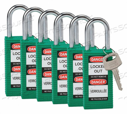 OEM#: 123425LOCKOUT PADLOCK KA GREEN 3 H PK6 от Brady Americas
