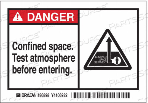 OEM#: 86898DANGER LABEL INSTRUCTION 3-1/2 IN H PK5 by Brady Americas