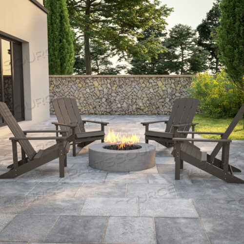 OEM#: 4-JJ-C14501-LTG-GG НАБОР ИЗ 4 ВСЕСЕЗОННЫХ ДЕРЕВЯННЫХ КРЕСЕЛ CHARLESTOWN ADIRONDACK ИЗ ПОЛИМЕРНОЙ СМОЛЫ В СЕРОМ ЦВЕТЕ от Flash Furniture