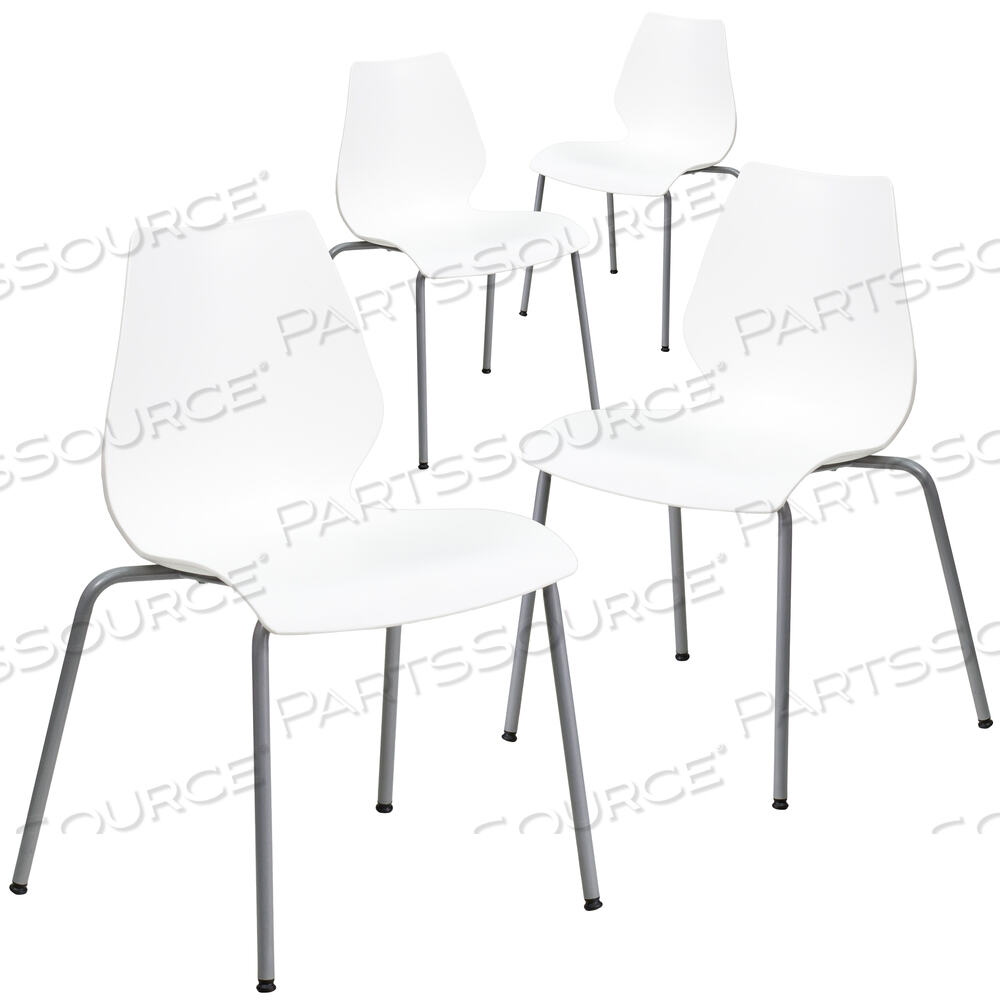 OEM#: 4-RUT-288-WHITE-GG4 УПАКОВКА СЕРИИ HERCULES, ГРУЗОВИКОть 770 ФУНТОВ, БЕЛЫЙ СТЕКЛЯННЫЙ КРЕСЛО С ПОЯСНИЧНОЙ ПОДДЕРЖКОЙ И СЕРЕБРИСТОЙ РАМКОЙ от Flash Furniture
