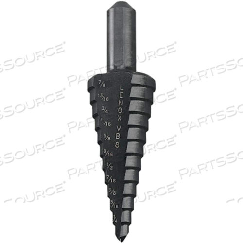 OEM#: 30908VB8 СТУПЕНЧАТОЕ СВЕРЛО, 12 СВЕРЛ, ОТВЕРСТИЕ 3/16 - 7/8 ДЮЙМА, ПАТРОН 3/8 ДЮЙМА от Lenox