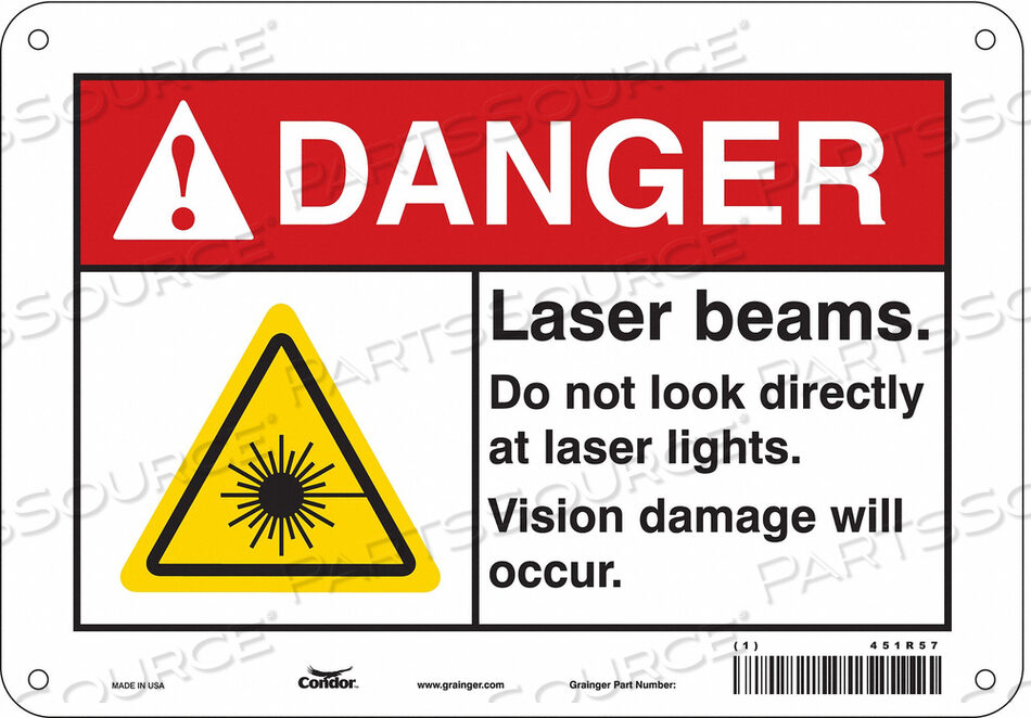OEM#: 451R57LASER WARNING 10 W 7 H 0.055 THICK от Condor