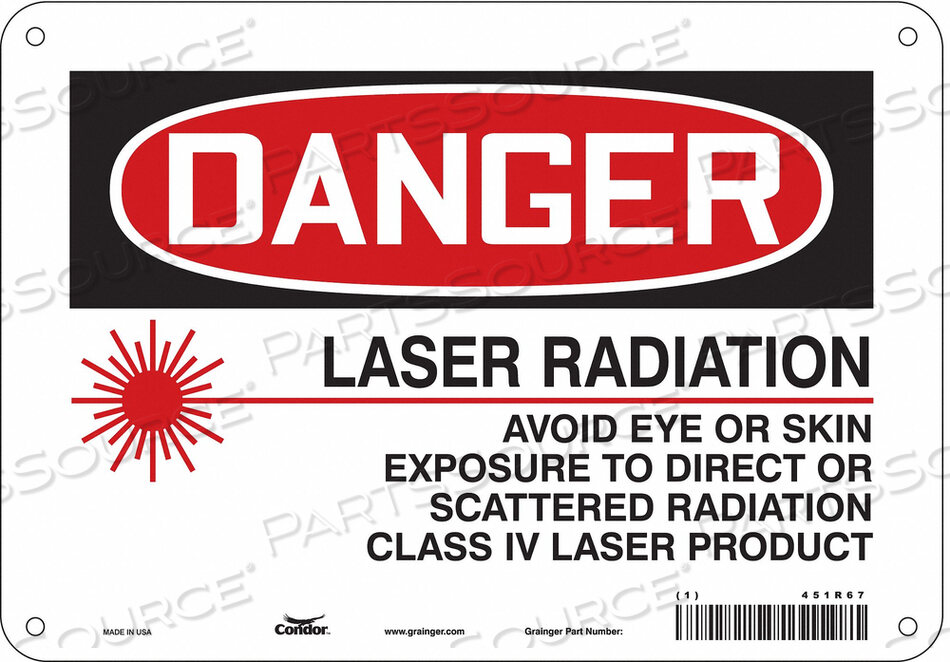 OEM#: 451R67LASER WARNING 10 W 7 H 0.032 THICK от Condor