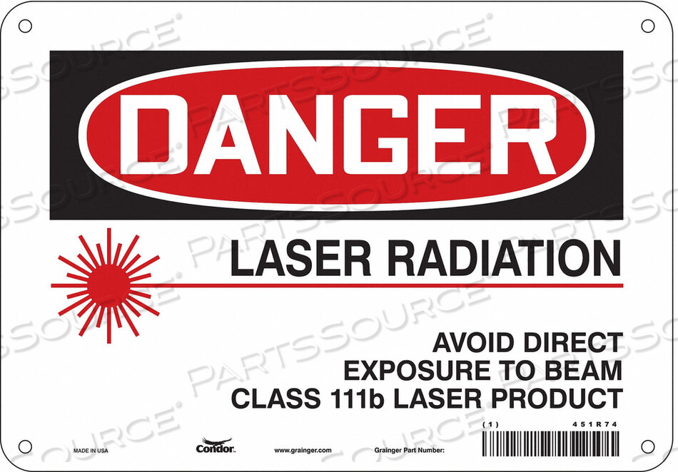 OEM#: 451R74LASER WARNING 10 W 7 H 0.032 THICK от Condor