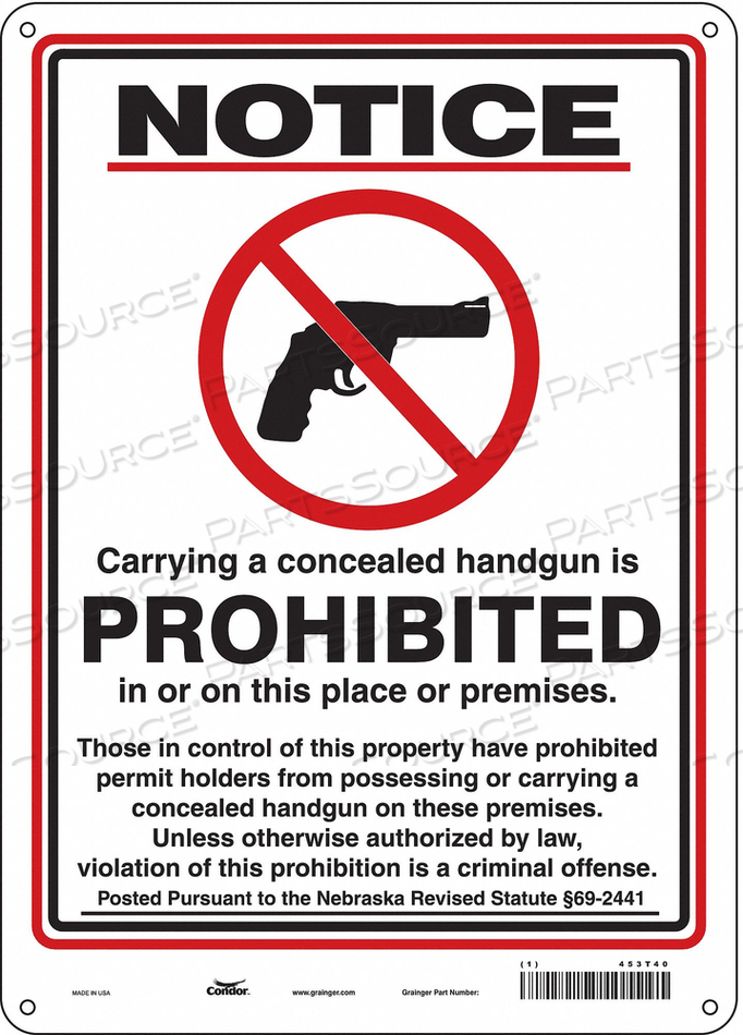 OEM#: 453T40Знак «НЕТ СКРЫТОГО ОРУЖИЯ» 10 Ш 14 В от Condor