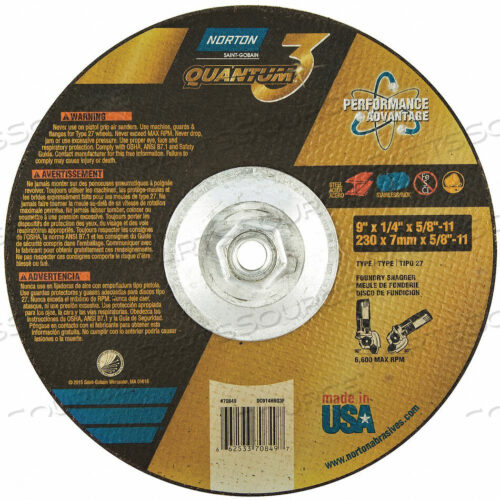 OEM#: 66253370849ДИСК С УГЛУБЛЕННЫМ ЦЕНТРОМ 9 ДЮЙМОВ 5/8-11 ДЮЙМОВ от Norton | Saint-Gobain Abrasives