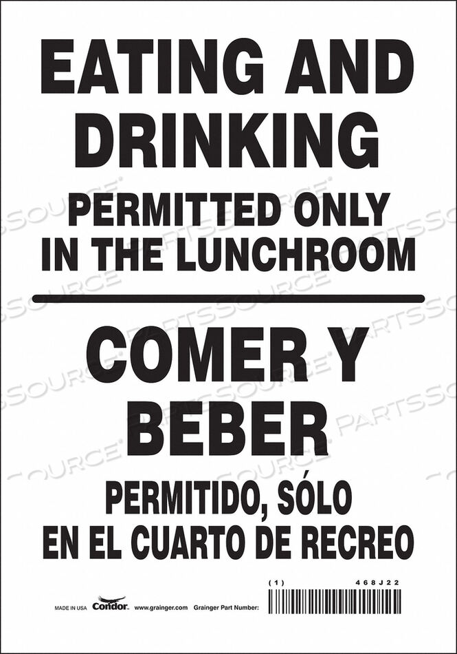 OEM#: 468J22SAFETY SIGN 7 W 10 H 0.004 THICKNESS by Condor