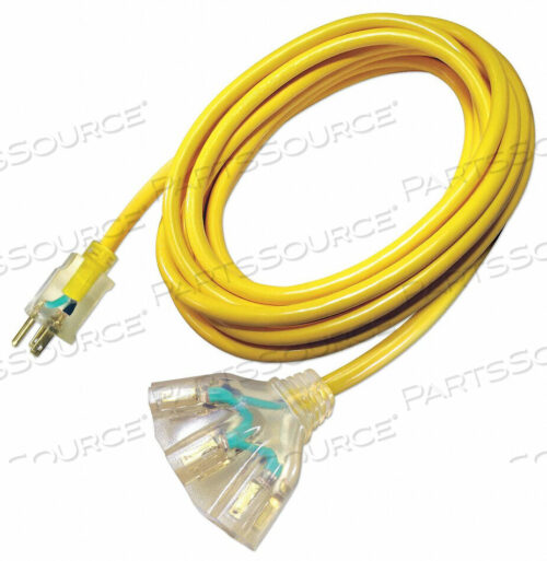 OEM#: 4GAD2 УДЛИНИТЕЛЬ ДЛЯ ШНУРА ПИТАНИЯ, 25 ФУТОВ, 15 А, 125 В переменного тока, 12 AWG, NEMA 5-15P - NEMA 5-15R, ЖЕЛТЫЙ от Power First