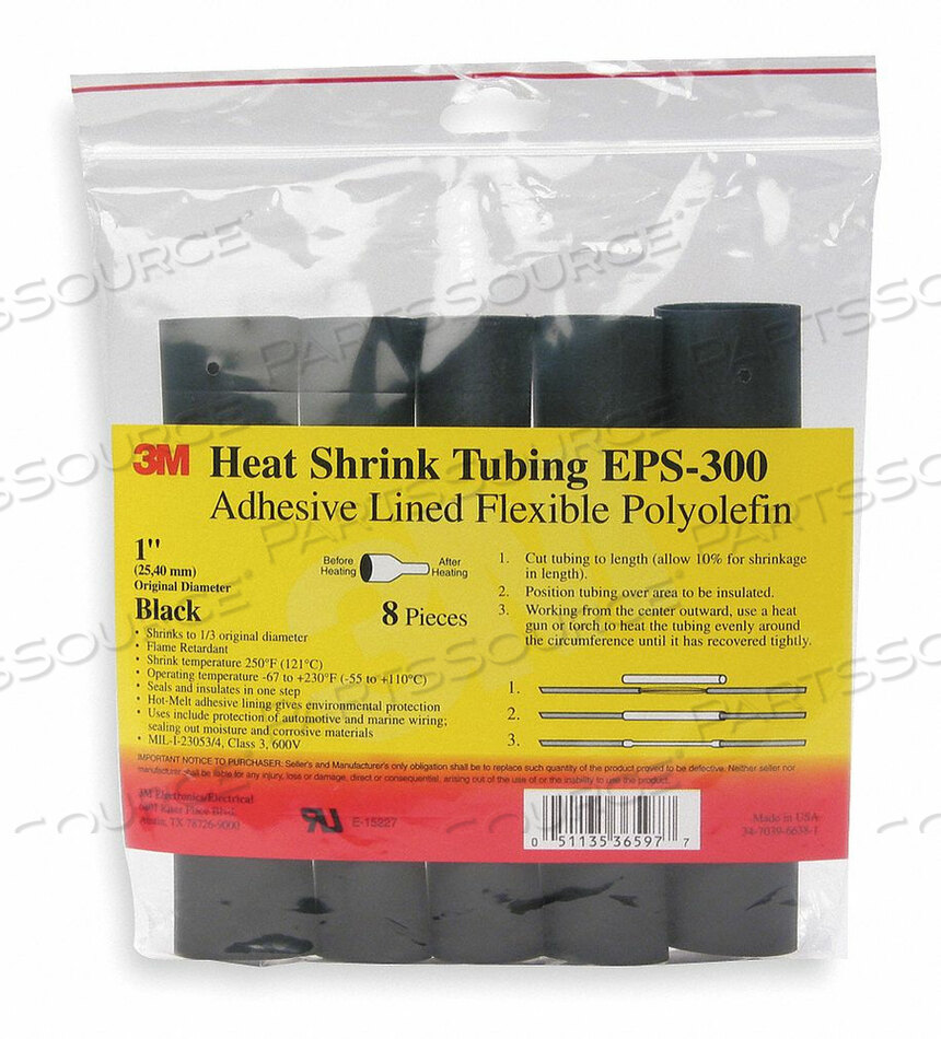 OEM#: EPS300-3/16-6-BLACK-10-10 PC PKSТЕРМОУСАДОЧНАЯ ТРУБКА 0,187 ДЮЙМА ВНУТРЕННИЙ ДИАМЕТР ЧЕРНАЯ 6 ДЮЙМОВ PK10 от 3M Healthcare