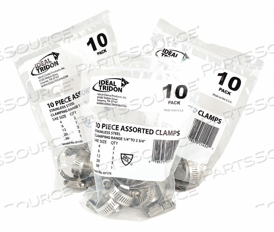 OEM#: 671755JHOSE CLAMP ASSORTMENT SS PK10 by Ideal Tridon