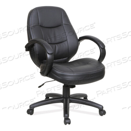 ОФИСНОЕ КОЖАНОЕ КРЕСЛО СЕРИИ ALERA PF СО СРЕДНЕЙ СПИНКОЙ, ВЫДЕРЖИВАЕТ ВЕС ДО 275 ФУНТОВ, ВЫСОТА СИДЕНЬЯ ОТ 18,11 ДО 21,45, ЧЕРНОЕ