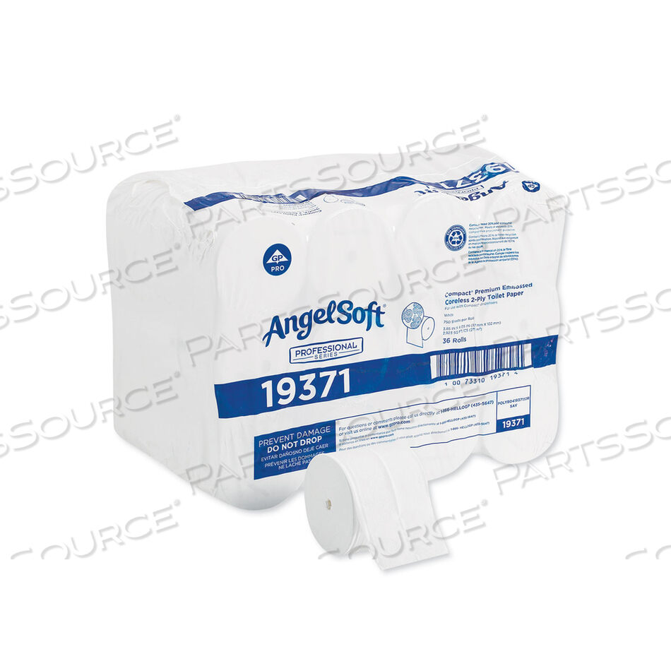 OEM#: 19371КОМПАКТНАЯ БАННАЯ САЛФЕТКА БЕЗ ВТУЛКИ, БЕЗОПАСНАЯ ДЛЯ СЕПТИКОВ, 2-СЛОЙНАЯ, БЕЛАЯ, 750 ЛИСТОВ/РУЛОН, 36/КОРОБКА от Georgia-Pacific