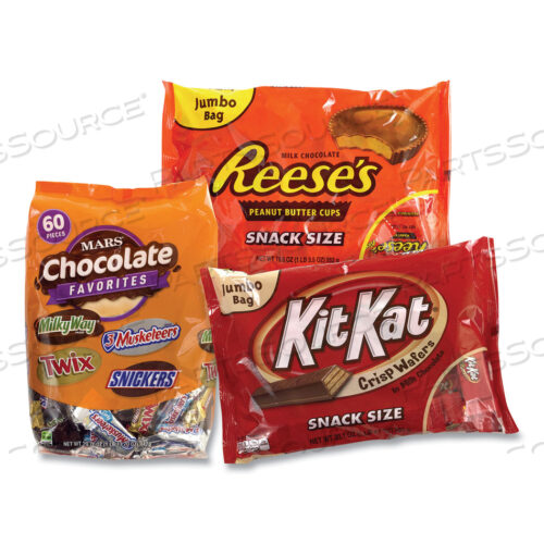 НАБОР ДЛЯ ШОКОЛАДНОЙ ВЕЧЕРИНКИ, КОНФЕТЫ MARS ASST/KIT KAT/REESES PEANUT BUTTER CUPS, НАБОР ИЗ 3 ПАКЕТОВ