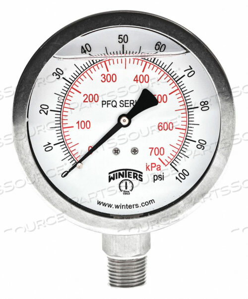 КАЧЕСТВЕННЫЙ МАНОМЕТР SS/SS 4 1/2 LM 100 PSI/KPA