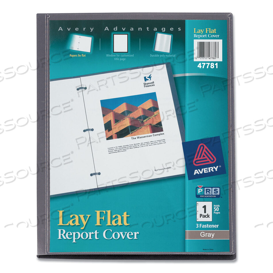 OEM#: 47781КРЫТИЕ ОТЧЕТА LAY FLAT, ГИБКАЯ ЗАСТЕЖКА, ЕМКОСТЬ 0,5, 8,5 X 11, ПРОЗРАЧНЫЙ/СЕРЫЙ от Avery
