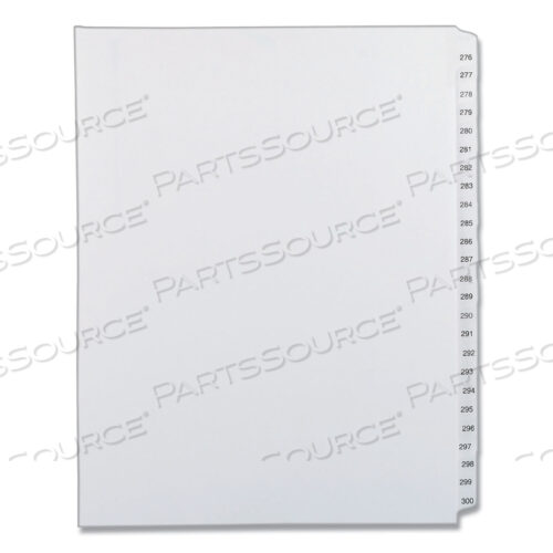 ПРЕДВАРИТЕЛЬНО ОТПЕЧАТАННЫЕ РАЗДЕЛИТЕЛИ ДЛЯ УКАЗАТЕЛЯ С БОКОВЫМИ ВКЛАДКАМИ ДЛЯ ЛЕГАЛЬНЫХ ДОКУМЕНТОВ, СТИЛЬ ALLSTATE, 25 ВКЛАДЫШЕЙ, 276 ДО 300, 11 X 8,5, БЕЛЫЕ, 1 КОМПЛЕКТ