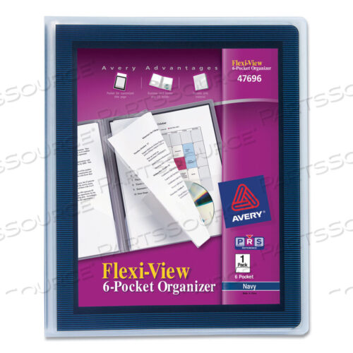 OEM#: 47696FLEXI-VIEW ОРГАНАЙЗЕР ИЗ ПОЛИПРОПИЛЕНА С ШЕСТЬЮ КАРМАНАМИ, ВМЕСТИМОСТЬЮ 150 ЛИСТОВ, 11 X 8,5, ПРОЗРАЧНЫЙ/ТЕМНО-СИНИЙ от Avery