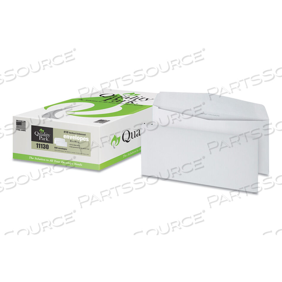 OEM#: QUA11130КОНВЕРТ PARK RIDGE С ТИСНЕНЫМ ТИСНЕНИЕМ, № 10, КОММЕРЧЕСКИЙ КЛАПАН, ПРОКЛЕЙКА, 4,13 X 9,5, БЕЛЫЙ, 500/КОРОБКА от Quality Park Products