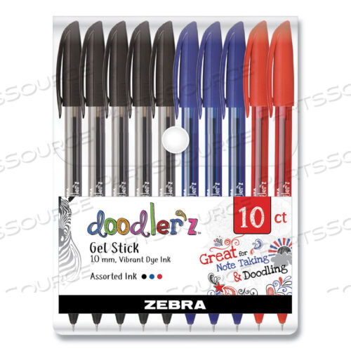 OEM#: 41970ГЕЛЕВАЯ РУЧКА DOODLERZ, СТЕРЖЕНЬ, ЖИРНАЯ 1 ММ, РАЗНЫЕ ЦВЕТА ЧЕРНИЛ И КОРПУСА, 10 ШТ. В УПАКОВКЕ от Zebra Pen Corporation