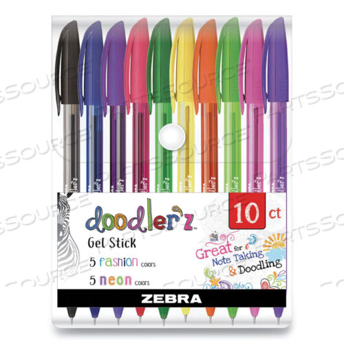 OEM#: 41810ГЕЛЕВАЯ РУЧКА DOODLERZ, СТЕРЖЕНЬ, ЖИРНАЯ 1 ММ, АССОРТИ МОДНЫХ/НЕОНОВЫХ ЧЕРНИЛ И ЦВЕТОВ КОРПУСА, 10 ШТ. В УПАКОВКЕ от Zebra Pen Corporation