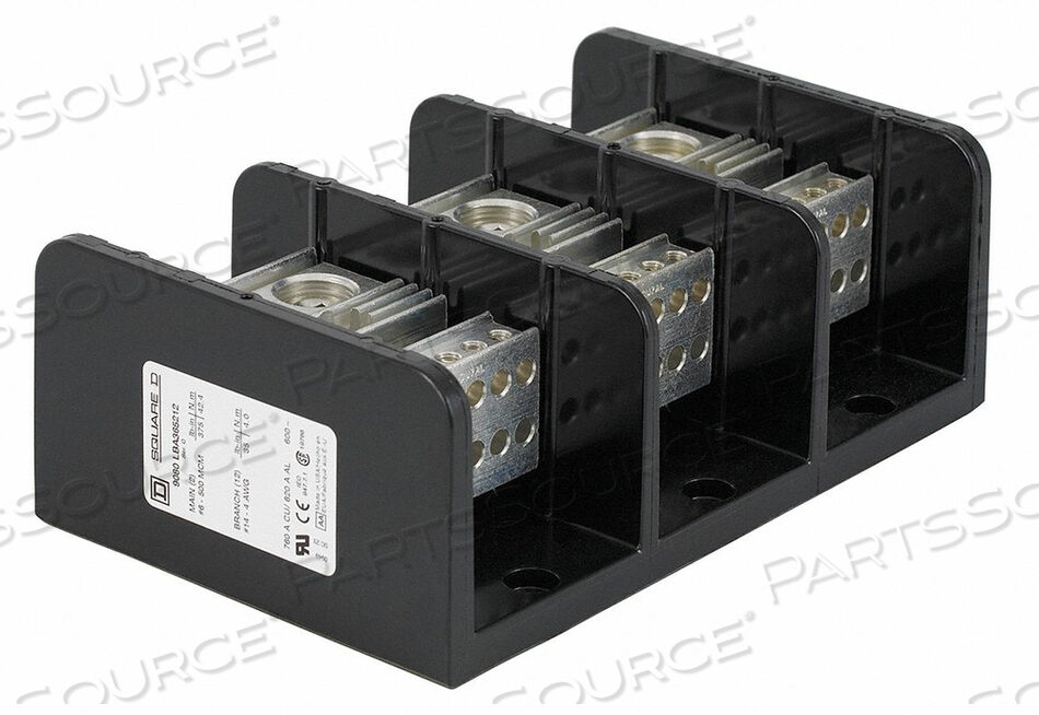 OEM#: 9080LBC263206PWR DIST BLOCK 350A 2P 2/0-10 AWG 600V квадратным D