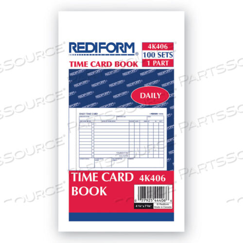 OEM#: 4K406Ежедневные карточки учета рабочего времени сотрудников, двухсторонние, 4,25 X 7, 100 шт. в упаковке от Rediform
