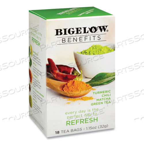 OEM#: RCB00826BENEFITS TURMERIC CHILI MATCHA GREEN TEA, 0,6 УНЦИЙ В ПАКЕТИКАХ, 18/КОРОБКА от Bigelow