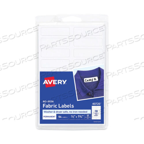 OEM#: 40720ЭТИКЕТКИ ИЗ ТКАНИ, НЕ НУЖНЫЕ ДЛЯ ГЛАЖЕНИЯ, 0,5 X 1,75, БЕЛЫЕ, 18/ЛИСТ, 3 ЛИСТА/УПАКОВКА от Avery