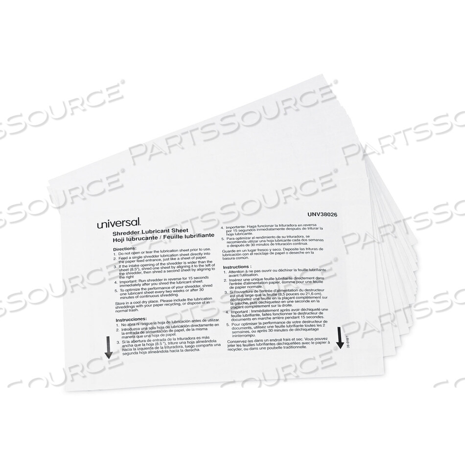 OEM#: RS-SLS-02ЛИСТЫ СМАЗКИ ДЛЯ ШРЕДДЕРА, 5,5 X 2,8, 24 ЛИСТА/УПАКОВКА от Universal