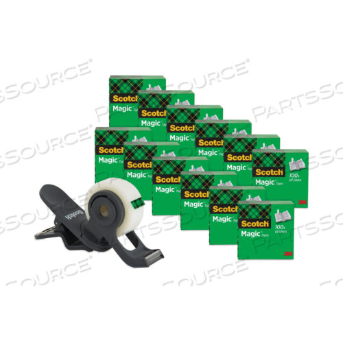 OEM#: 810K12C19CLIP DISPENSER VALUE PACK С 12 РУЛОНАМИ ЛЕНТЫ, 1 ШПИНДЕЛЬ, ПЛАСТИКОВЫЙ, УГОЛЬНЫЙ от 3M Consumer