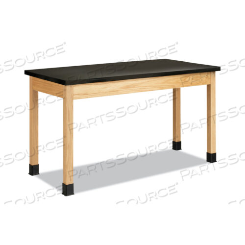 СТОЛ ДЛЯ ЗАНЯТИЙ ПО ЕСТЕСТВЕННЫМ НАУКАМ, 60 Ш X 30 Г X 36 В, СТОЛЕШНИЦА ИЗ ЧЕРНОГО ЛАМИНАТА ВЫСОКОГО ДАВЛЕНИЯ (HPL), ОСНОВАНИЕ ИЗ ДУБА