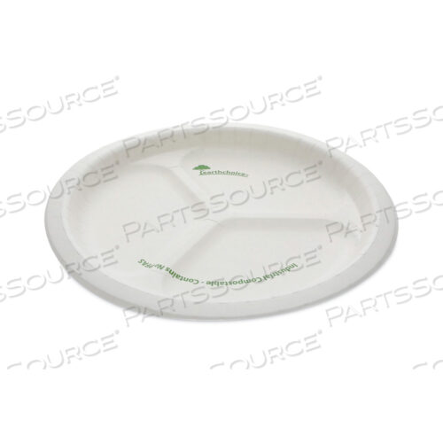 EARTHCHOICE PRESSWARE КОМПОСТИРУЕМАЯ ПОСУДА, ТАРЕЛКА С 3 ОТДЕЛЕНИЯМИ, ДИАМЕТР 10, БЕЛАЯ, 250 ШТ./КОРОБКА
