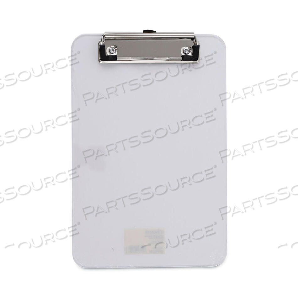 OEM#: UNV40312ПЛАСТИКОВЫЙ ПЛАНШЕТ С НИЗКОПРОФИЛЬНЫМ КЛИПОМ, ЕМКОСТЬ КЛИПОВ 0,5, ВМЕЩАЕТ 5 X 8 ЛИСТОВ, ПРОЗРАЧНЫЙ от Universal